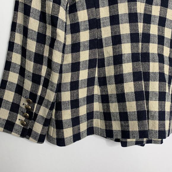 Smythe Women's Double Breasted Min Plaid Blazer Navy Check Size 6 - Picture 9 of 14
